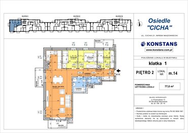 rzut mieszkanie na sprzedaż 77m2 mieszkanie Mińsk Mazowiecki, Cicha 12