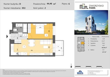 rzut mieszkanie na sprzedaż 44m2 mieszkanie Rzeszów, Przybyszówka, Dworzysko