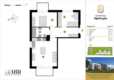 rzut mieszkanie na sprzedaż 63m2 mieszkanie Łódź, Widzew, Opolczyka 16