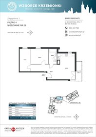 rzut mieszkanie na sprzedaż 63m2 mieszkanie Kraków, Podgórze, Jerozolimska 4