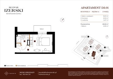 rzut mieszkanie na sprzedaż 23m2 mieszkanie Świeradów Zdrój, Senatoryjna/Szkolna