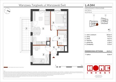 rzut mieszkanie na sprzedaż 49m2 mieszkanie Warszawa, Targówek, ul. Warszawski Świt