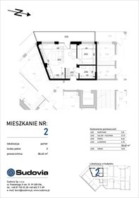 rzut mieszkanie na sprzedaż 38m2 mieszkanie Ełk, Pułaskiego 4