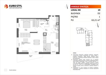 rzut mieszkanie na sprzedaż 63m2 mieszkanie Gdańsk, Piecki - Migowo, Piekarnicza