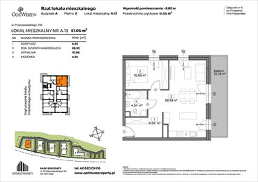 rzut mieszkanie na sprzedaż 51m2 mieszkanie Łódź, Widzew, Przybyszewskiego 292-300