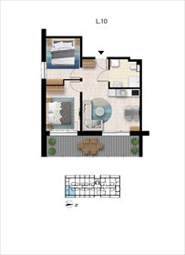 rzut mieszkanie na sprzedaż 48m2 mieszkanie Grzybowo, Nadmorska 98 -106