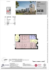 rzut mieszkanie na sprzedaż 44m2 mieszkanie Poznań, Komandoria, Świętego Michała 36