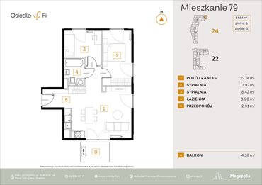 rzut mieszkanie na sprzedaż 55m2 mieszkanie Kraków, Rzemieślnicza 22-24
