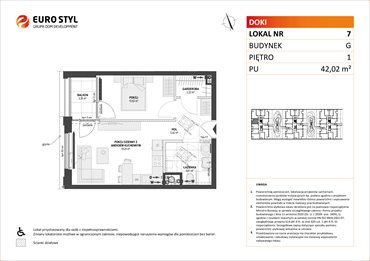 rzut mieszkanie na sprzedaż 42m2 mieszkanie Gdańsk, Śródmieście, ks. Jerzego Popiełuszki/Rybaki Górne