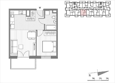 rzut mieszkanie na sprzedaż 41m2 mieszkanie Kraków, Mistrzejowice, Os. Piastów 77