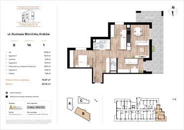 rzut mieszkanie na sprzedaż 71m2 mieszkanie Kraków, Wzgórza Krzesławickie, Gustawa Morcinka