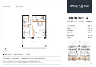 rzut mieszkanie na sprzedaż 43m2 mieszkanie Rogowo, Rogowo 65