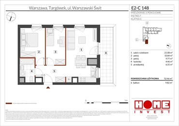 rzut mieszkanie na sprzedaż 52m2 mieszkanie Warszawa, Targówek, ul. Warszawski Świt