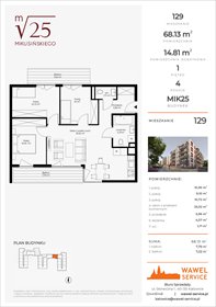 rzut mieszkanie na sprzedaż 68m2 mieszkanie Katowice, Mikusińskiego 25
