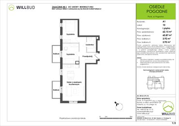 rzut mieszkanie na sprzedaż 61m2 mieszkanie Puck, Pogodna