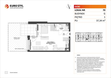 rzut mieszkanie na sprzedaż 37m2 mieszkanie Gdańsk, Śródmieście, ks. Jerzego Popiełuszki/Rybaki Górne