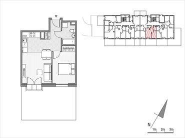 rzut mieszkanie na sprzedaż 39m2 mieszkanie Kraków, ul.Glogera 9,11