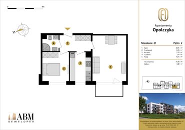 rzut mieszkanie na sprzedaż 48m2 mieszkanie Łódź, Widzew, Opolczyka 16