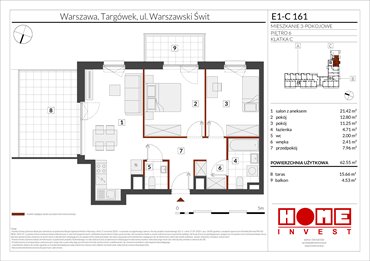 rzut mieszkanie na sprzedaż 63m2 mieszkanie Warszawa, Targówek, ul. Warszawski Świt