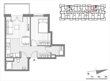 rzut mieszkanie na sprzedaż 41m2 mieszkanie Kraków, Mistrzejowice, Os. Piastów 77