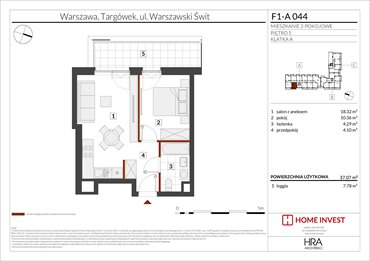 rzut mieszkanie na sprzedaż 37m2 mieszkanie Warszawa, ul. Warszawski Świt