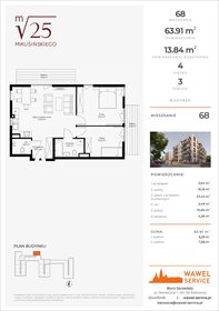rzut mieszkanie na sprzedaż 64m2 mieszkanie Katowice, Mikusińskiego 25
