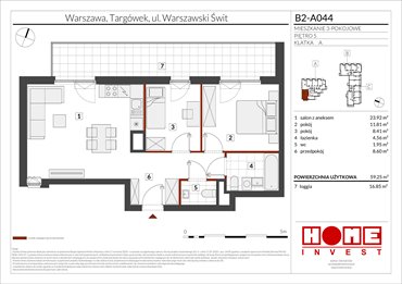 rzut mieszkanie na sprzedaż 59m2 mieszkanie Warszawa, Targówek, ul. Warszawski Świt 12