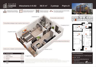 rzut mieszkanie na sprzedaż 38m2 mieszkanie Szczecin, Centrum, al. Wyzwolenia 70 / ul. Staszica 21