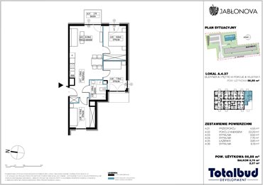 rzut mieszkanie na sprzedaż 57m2 mieszkanie Piaseczno, Jabłoniowa