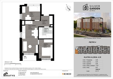 rzut mieszkanie na sprzedaż 45m2 mieszkanie Szczecin, Centrum, al. Wyzwolenia 70 / ul. Staszica 21