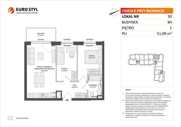 rzut mieszkanie na sprzedaż 51m2 mieszkanie Rumia, Janowo, Błoń Janowskich