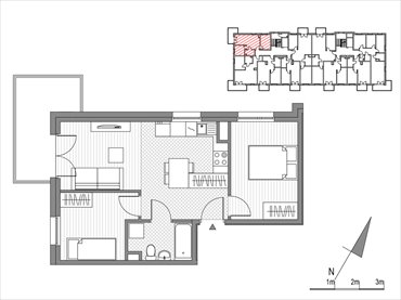 rzut mieszkanie na sprzedaż 45m2 mieszkanie Kraków, ul.Glogera 9,11