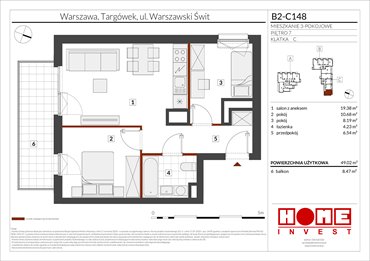 rzut mieszkanie na sprzedaż 49m2 mieszkanie Warszawa, Targówek, ul. Warszawski Świt 12