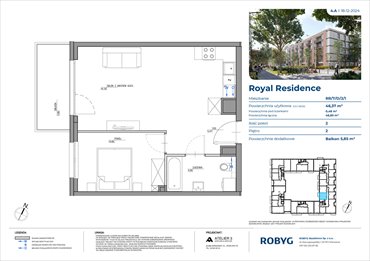 rzut mieszkanie na sprzedaż 46m2 mieszkanie Warszawa, Wilanów, Sarmacka