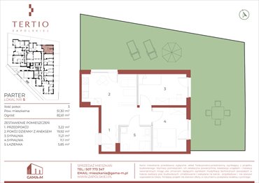 rzut mieszkanie na sprzedaż 51m2 mieszkanie Kraków, Bronowice, Gabrieli Zapolskiej 21