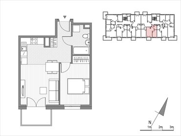 rzut mieszkanie na sprzedaż 39m2 mieszkanie Kraków, ul.Glogera 9,11