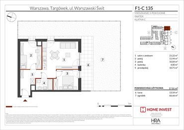 rzut mieszkanie na sprzedaż 58m2 mieszkanie Warszawa, ul. Warszawski Świt