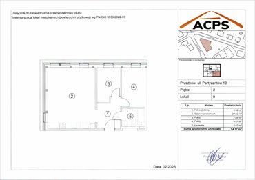 rzut mieszkanie na sprzedaż 54m2 mieszkanie Pruszków, Tworki, Partyzantów 10