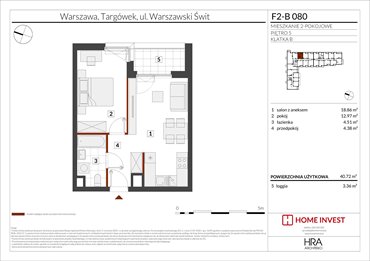 rzut mieszkanie na sprzedaż 41m2 mieszkanie Warszawa, ul. Warszawski Świt