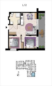 rzut mieszkanie na sprzedaż 45m2 mieszkanie Grzybowo, Nadmorska 98 -106