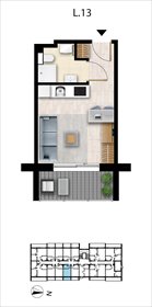 rzut mieszkanie na sprzedaż 21m2 mieszkanie Grzybowo, Nadmorska 98 -106