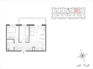 rzut mieszkanie na sprzedaż 49m2 mieszkanie Kraków, Mistrzejowice, os.Piastów 75