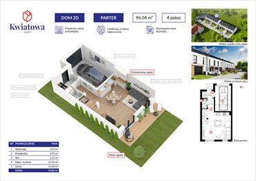 rzut dom na sprzedaż 96m2 dom Łazy, Kwiatowa