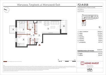 rzut mieszkanie na sprzedaż 62m2 mieszkanie Warszawa, ul. Warszawski Świt